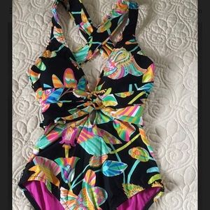 Trina Turk Swimwear 14 One Piece Strappy Bathing Suit